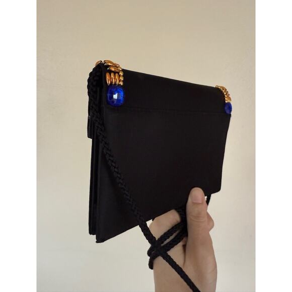 Vintage 1980s Glam Art Deco Witchy Beaded Structured Evening Purse Crossbody Bag - Picture 7 of 7